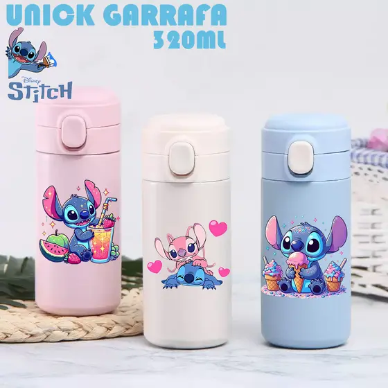 Stitch Garrafa Térmica 320ml Infantil Lancheira Escola Criança