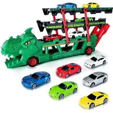 Carrinho Carreta Caminhão Cegonha Com Pista e Carrinhos Mais Lançador Divertida