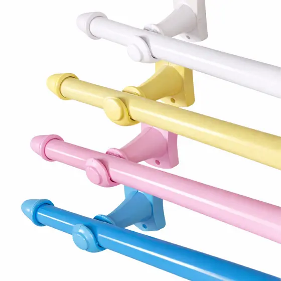 Kit Varão De Cortina Aço Fino 1,5mt Varias Cores 19mm - Aço Ferro