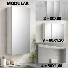 1Un. - Aéreo com Espelho 80 Altura x 40 Larg. Modular Grande MDF 15mm - Montado - 80cm/120cm/160cm