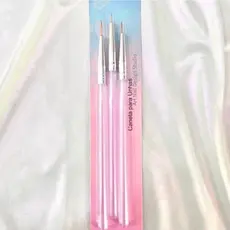 Kit c/3 Pincéis Ultra Fino Francesinha Decoração Manicure