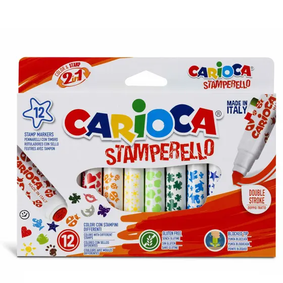 Canetinha Hidrográfica 12 Cores Carimbo Stamperello Carioca