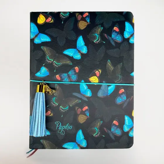 Caderno com Elástico e Pingente Papilio