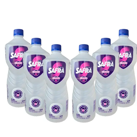 Kit Álcool Líquido 46 Safra Bactericida Limpeza Higiêne Casa Escritorio Clinica Restaurante
