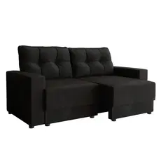 Sofá 3 Lugares Retrátil Lubeck Suede Preto 180 cm