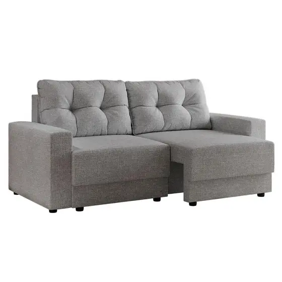 Sofá 3 Lugares Retrátil Lubeck Linho Cinza