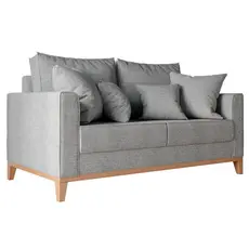 Sofá 2 Lugares Beny Base de Madeira Linho Cotton Cinza