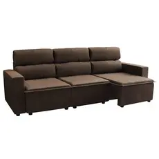 Sofá 3 Lugares Retrátil e Reclinável Hanôver II Suede Marrom 210 cm