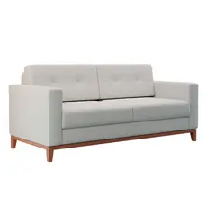 Sofá 2 Lugares Living Pés e Base em Madeira Linho Cotton Cru