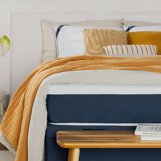 Colchão Solteiro Mola Ensacada Guldi Macio (25x88x188) Azul e Branco