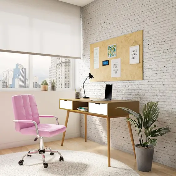 Cadeira de Escritório Secretária Giratória Madium Rosa