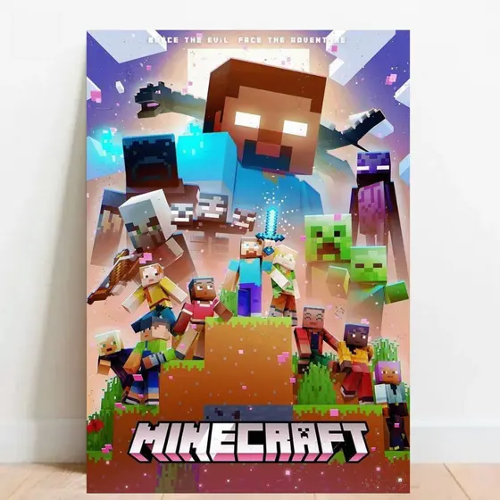 Quadro Placa decorativa Geek Gamer Minecraft RPG de ação video games Arte Poster A2 07