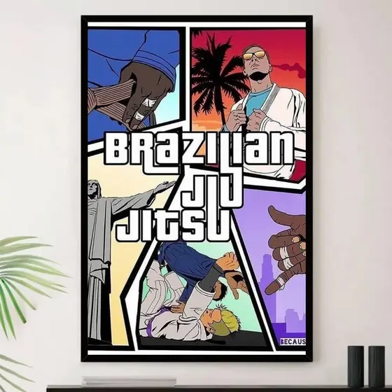 Quadro Placa decorativa worldgeek Jiu Jitsu Brazilian Gta Luta Decorativo