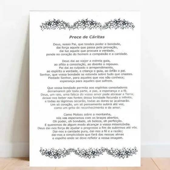 Quadro Placa decorativa Prece Oração prece de Cáritas 01