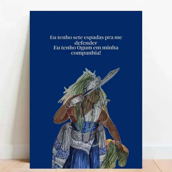 Quadro Placa decorativa Ogum Orixá Umbanda Candomblé Ogunhê, meu pai! 03