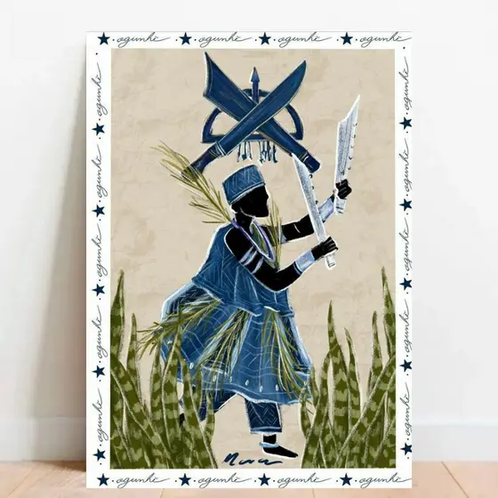 Quadro Placa decorativa Ogum Orixá Umbanda Candomblé Ogunhê, meu pai! 045
