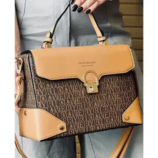 Bolsa transversal Veryrio com detalhes dourados baú estampado - Elegancia e Sofisticação