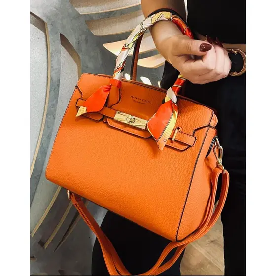 Bolsa Feminina Veryrio Elegante Com Lenço Estampado Alça de Mão e Transversal Couro de Luxo