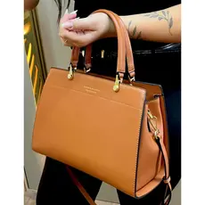 Bolsa Feminina Veryrio Baú de Couro Luxuoso Alça de Mão e Transversal