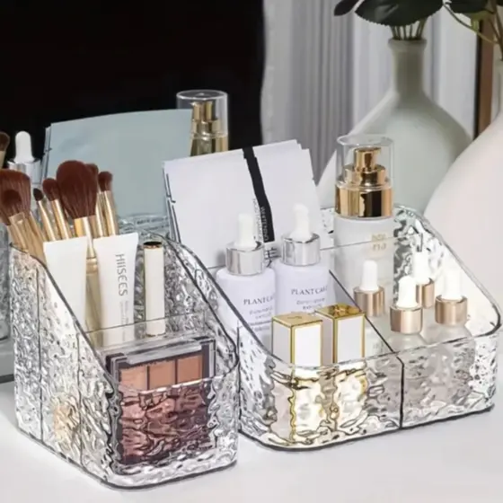 Organizador de Maquiagem em Acrílico Transparente Porta Batom e Cosméticos Multiuso