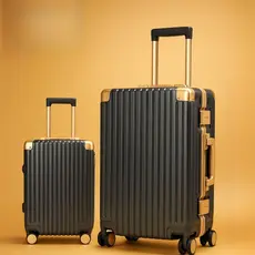 Kit Mala de Viagem Rígida ABS Premium 35L + 60L com Rodas 360°, Cadeado e Alça Retrátil PRETA