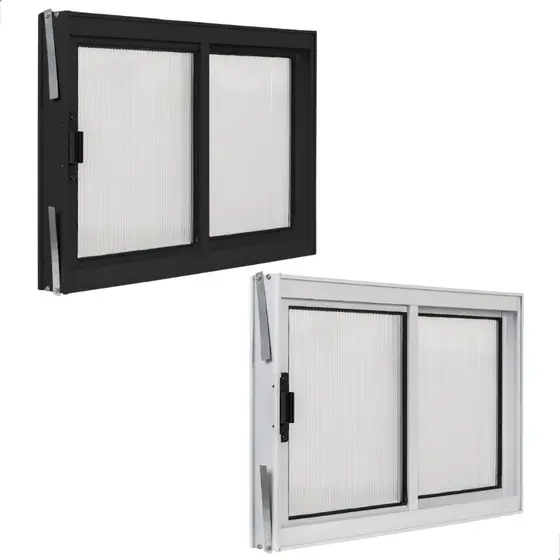 Janela 2 Folhas de Correr De Aluminio e Policarbonato Vitro Para Qualquer Ambiente Várias Medidas