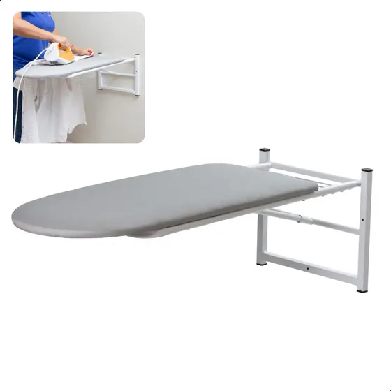 Tabua Mesa De Passar Roupa De Parede Articulada Em Aço e Pintura Anticorrosiva