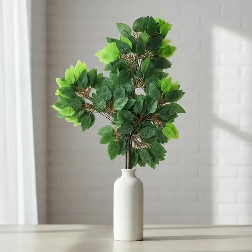 Kit 12 Galhos Fícus Artificial Folhagem Verde Planta Decorativa Casa Jardim