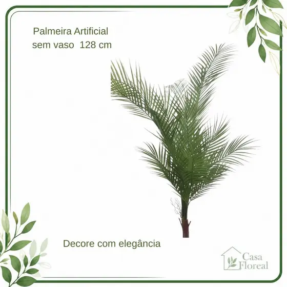 Palmeira Artificial 128cm Planta Decorativa Grande Sala Escritório Sem Vaso