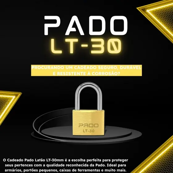 Cadeado Pado 30mm Latão Reforçado com 2 Chaves Original Segurança Residencial