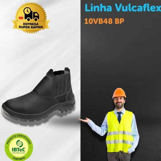 Bota De Segurança Bico Pvc Vulcaflex Marluvas 10vb48 Bp