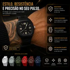 Relógio Masculino Silicone Casual Moderno Quartz Pulseira Macia