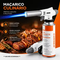 Maçarico Culinário para Cozinha e Confeitaria Multiuso para Preparo e Finalização Monte seu Kit