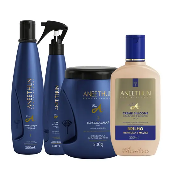 Kit Aneethun Hidratação Linha A Shampoo + Mascara  Spray + Creme de Silicone