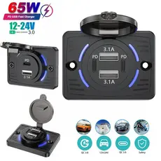 Carregador De Carro Duplo PD USB , Adaptador De Carregamento Rápido , À Prova D'água Energia 12V/24V Para , Caminhão , B