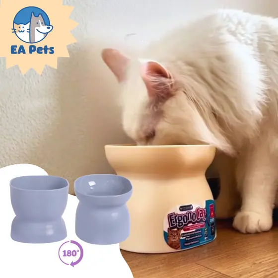 Comedouro Alto E Raso Ou Bebedouro Elevado Da Pet Games Ergonocat Para Gato Resistente Saudável