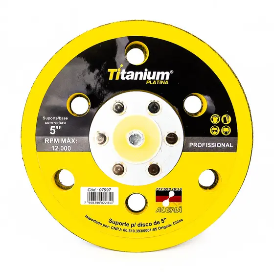 Suporte de Disco Lixa Velcro 5" (125mm) para Esmerilhadeira – Titanium Platina