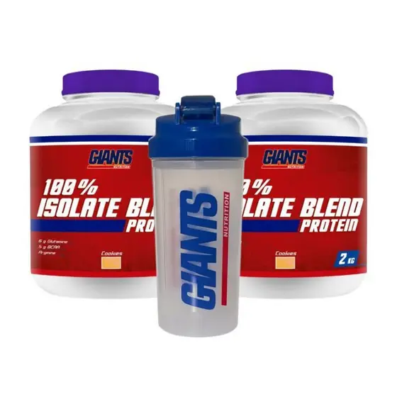 Kit 2 Whey 100% Isolate Blend Protein 2kg Cada Giants Nutrition