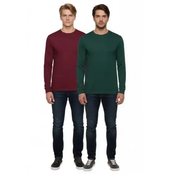 Kit 2 Camiseta Masculina Manga Longa com punho Lisa 100% Algodão Trabalho Frio