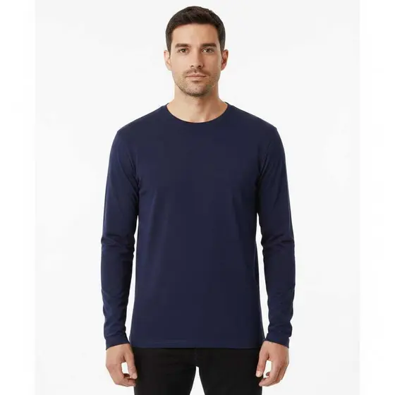 Camiseta Masculina Manga Longa Lisa Com punho 100% Algodão Trabalho Frio