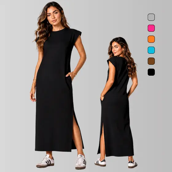 Vestido Algodao Midi Muscle Casual Basico