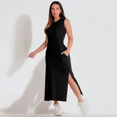 Vestido Feminino Midi de Malha Algodão Casual Basico