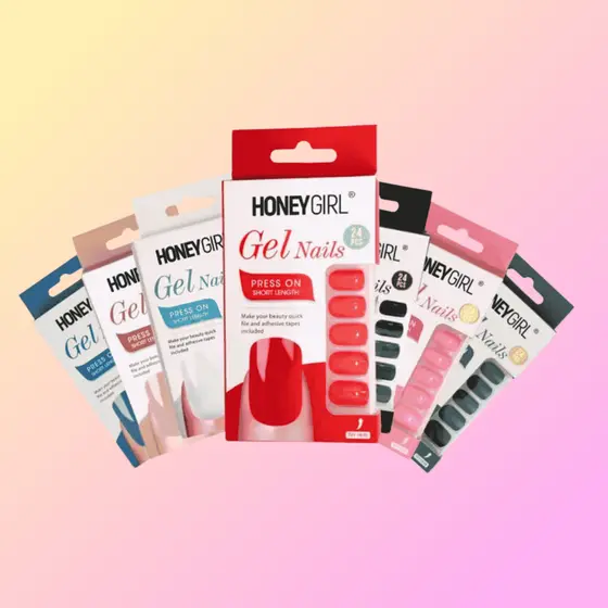 24 Unhas Postiças Autocolante Coloridas - Honey Girl + MIMO