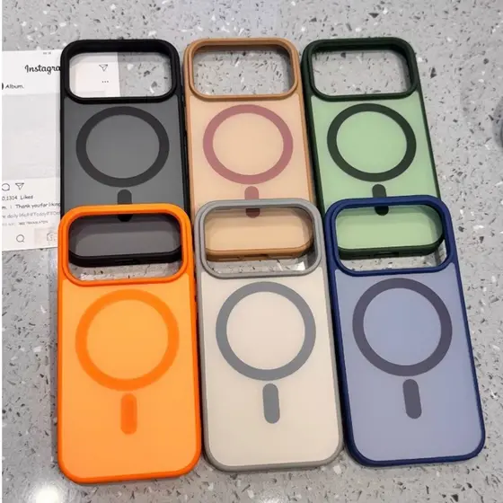 Simples Cor Sólida Magnética Acrílico Silicone Caso De Telefone Para IPhone 17 16 15 14 13 12 11 Pro Max Plus Capa À Pro