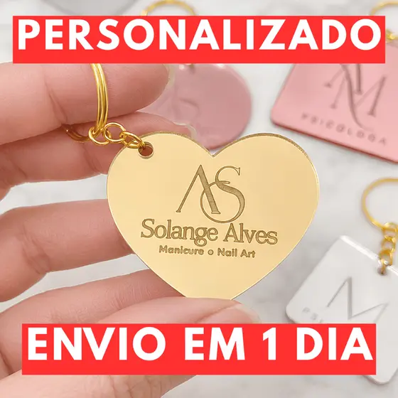 40 a 100 unidades Chaveiro Personalizado Brinde Lembrancinha Mimo Loja Cliente Festa Acrílico Espelhado