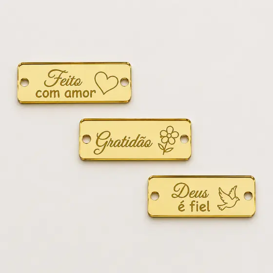 Etiquetas Acrílicas Personalizáveis 3x1cm com Proteção