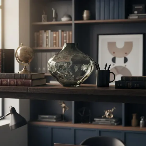 Vaso decorativo de vidro Fumê, vaso de vidro com efeito bolhas, vaso de vidro, vaso para escritório, vaso moderno, home.