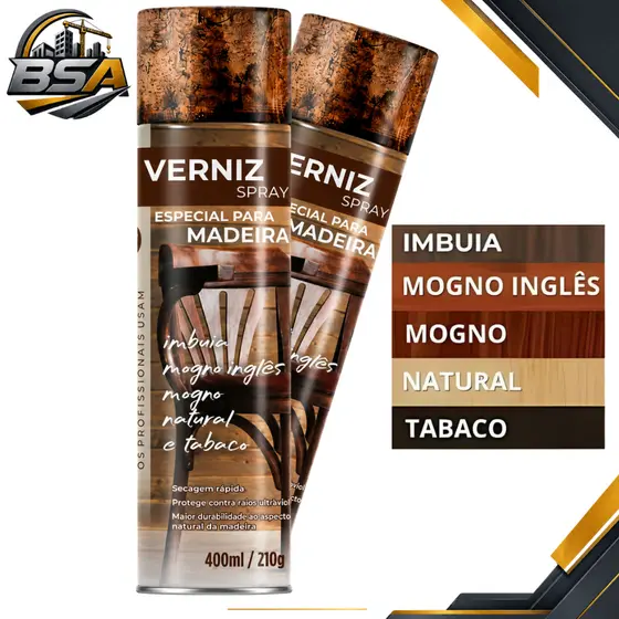 Tinta Verniz Spray Uso Geral 400ml Madeira Secagem Rápida Etaniz