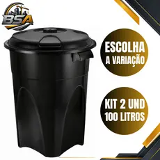 Cesto de Lixo Lixeira 100 Litros Preta com Tampa Cozinha