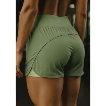 Shorts Feminino Esportivo Cos Alto Dryfit Com Forro Duplo Academia Corrida Verao
